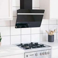 vidaXL Wandafzuigkap 60 cm staal en gehard glas zwart