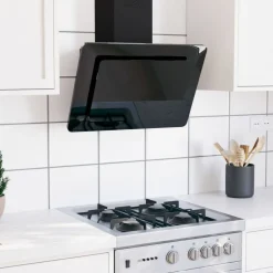 vidaXL Wandafzuigkap 60 cm roestvrij staal en gehard glas zwart