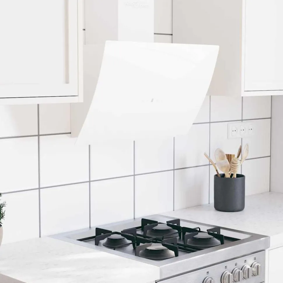 vidaXL Wandafzuigkap 60 cm staal en gehard glas wit