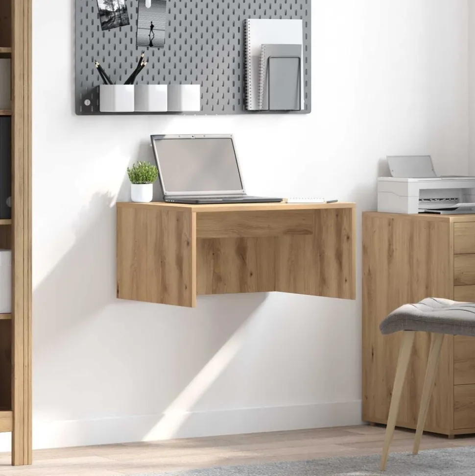 vidaXL Wandbureau Artisan Eiken 60 x 45 x 30 cm Bewerkt hout