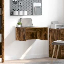 vidaXL Wandbureau Gerookt eiken 60 x 45 x 30 cm Bewerkt hout