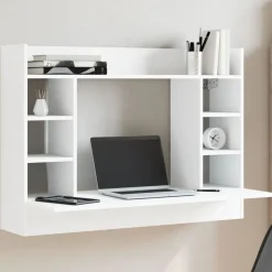 vidaXL Wandbureau 105x48x75 cm bewerkt hout wit