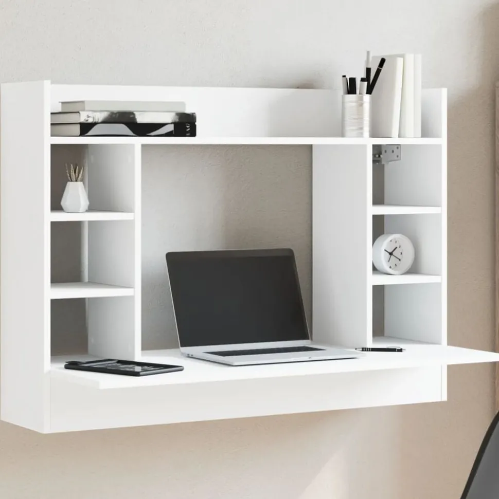 vidaXL Wandbureau 105x48x75 cm bewerkt hout wit