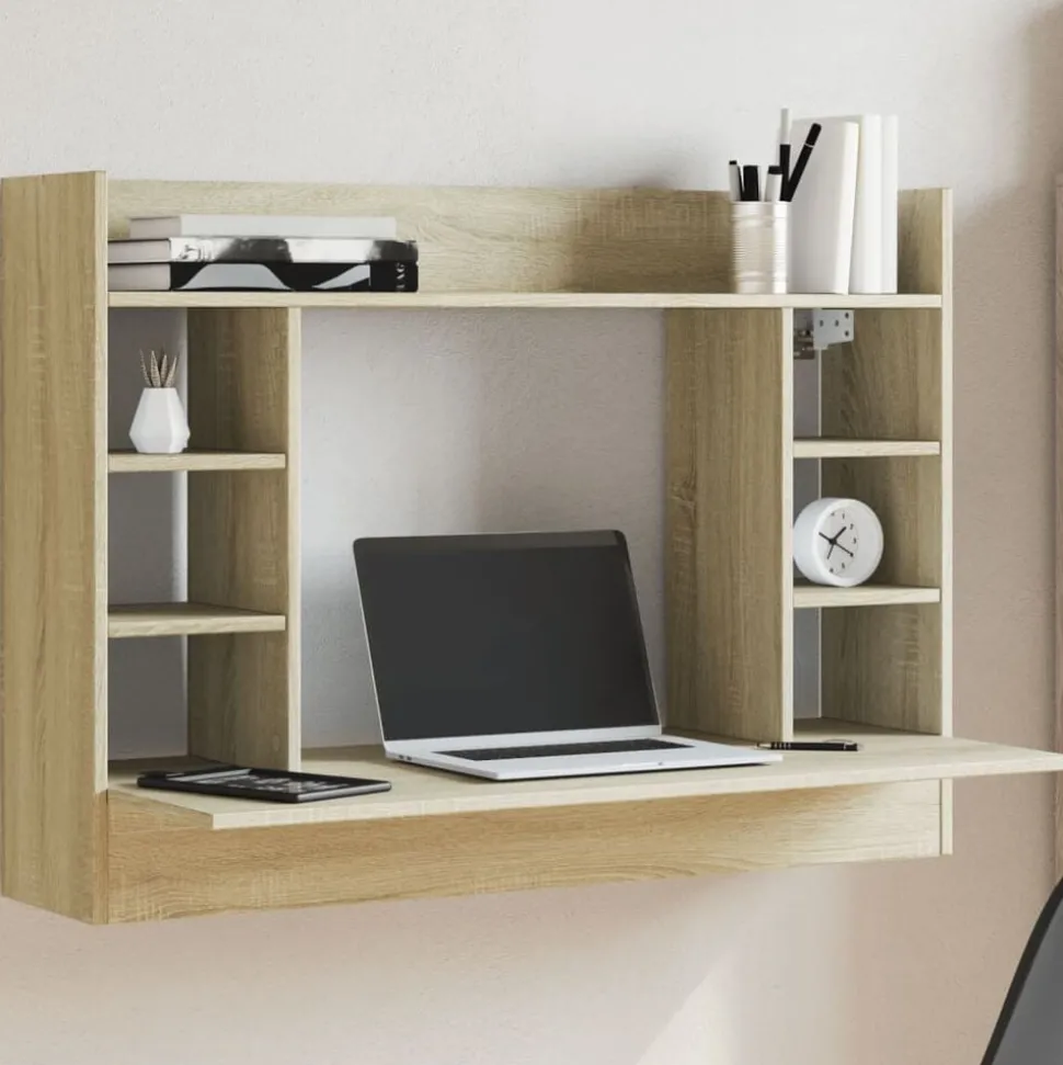 vidaXL Wandbureau 105x48x75 cm bewerkt hout sonoma eikenkleurig