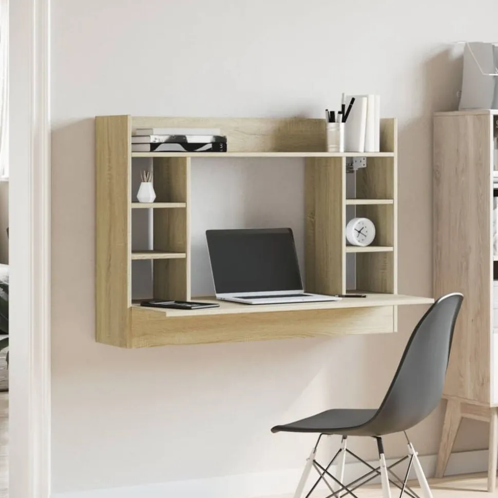 vidaXL Wandbureau 105x48x75 cm bewerkt hout sonoma eikenkleurig