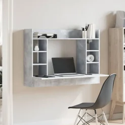 vidaXL Wandbureau 105x48x75 cm bewerkt hout betongrijs