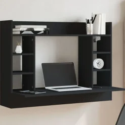 vidaXL Wandbureau 105x48x75 cm bewerkt hout zwart