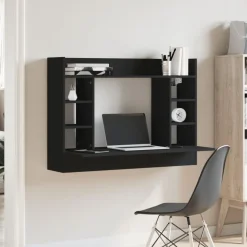 vidaXL Wandbureau 105x48x75 cm bewerkt hout zwart