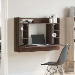 vidaXL Wandbureau 105x48x75 cm bewerkt hout bruin eikenkleurig