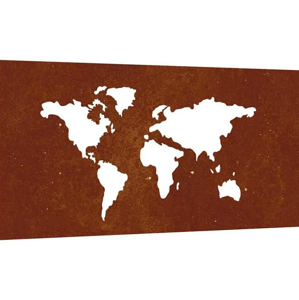 vidaXL Wanddecoratie tuin wereldkaartontwerp 105x55 cm cortenstaal
