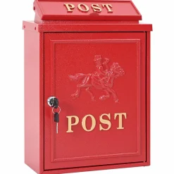 vidaXL Wandgemonteerde brievenbus met opslag Rood 29 x 13 x 41 cm