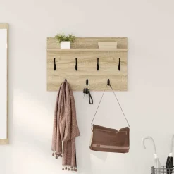 vidaXL Wandgemonteerde kapstok met plank Sonoma Eiken 60 x 40 x 12 cm