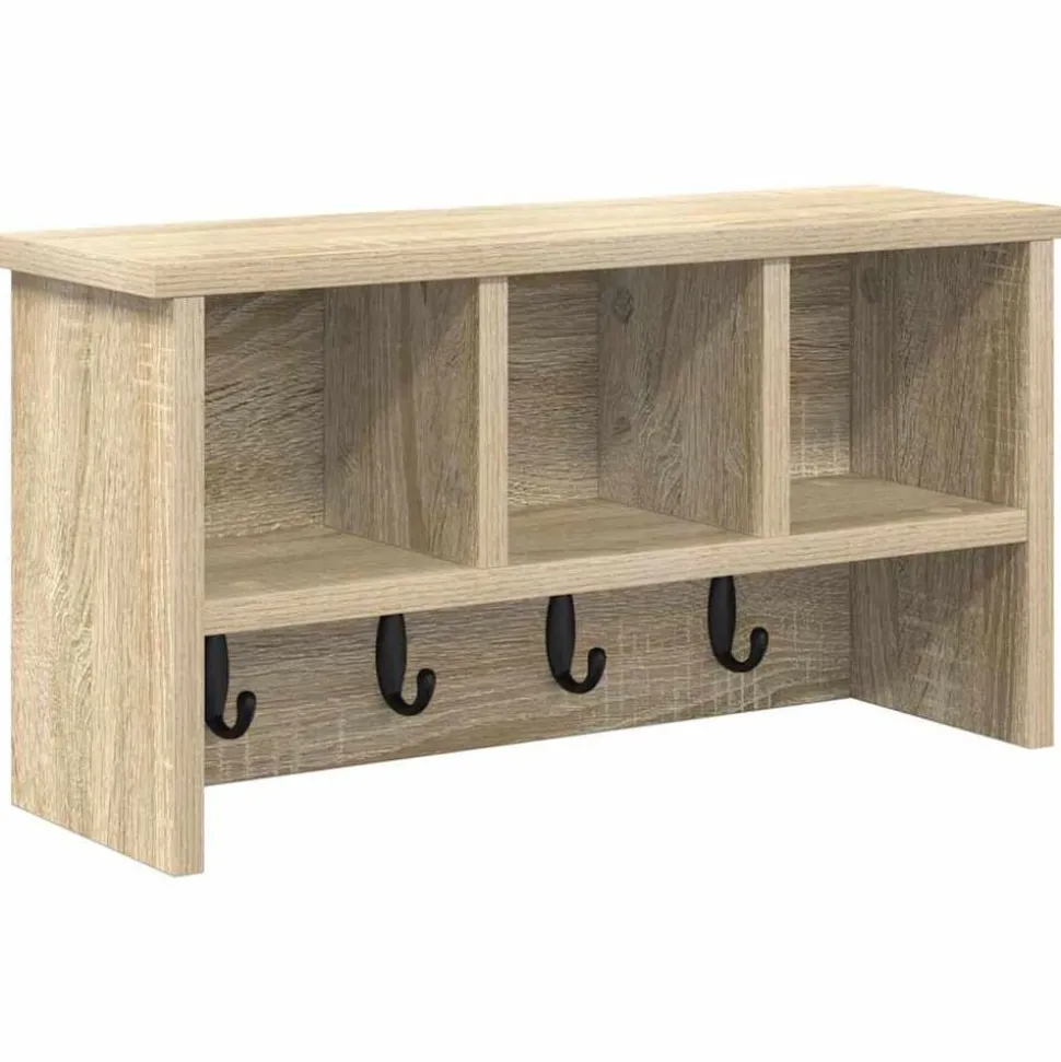 vidaXL Wandgemonteerde kapstok met plank Sonoma Eiken 50 x 16 x 26 cm