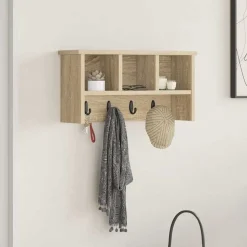 vidaXL Wandgemonteerde kapstok met plank Sonoma Eiken 50 x 16 x 26 cm