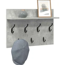 vidaXL Wandgemonteerde kapstok met plank Beton Grijs 60 x 40 x 12 cm
