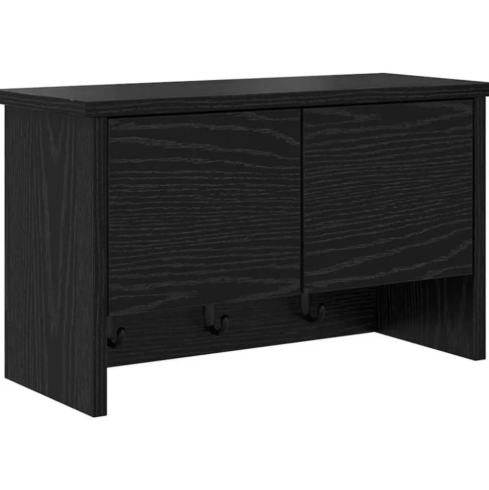 vidaXL Wandgemonteerde kapstok met plank Zwart Eiken 50 x 20 x 30 cm