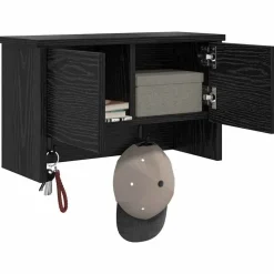 vidaXL Wandgemonteerde kapstok met plank Zwart Eiken 50 x 20 x 30 cm