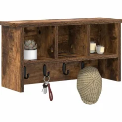 vidaXL Wandgemonteerde kapstok met plank Gerookt eiken 50 x 16 x 26 cm