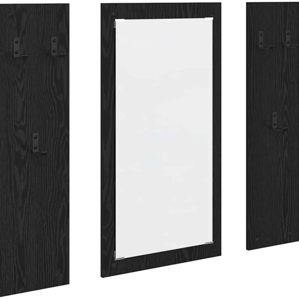 vidaXL Wandgemonteerde kapstok met opslag Zwart Eiken 96 x 1,5 x 90 cm