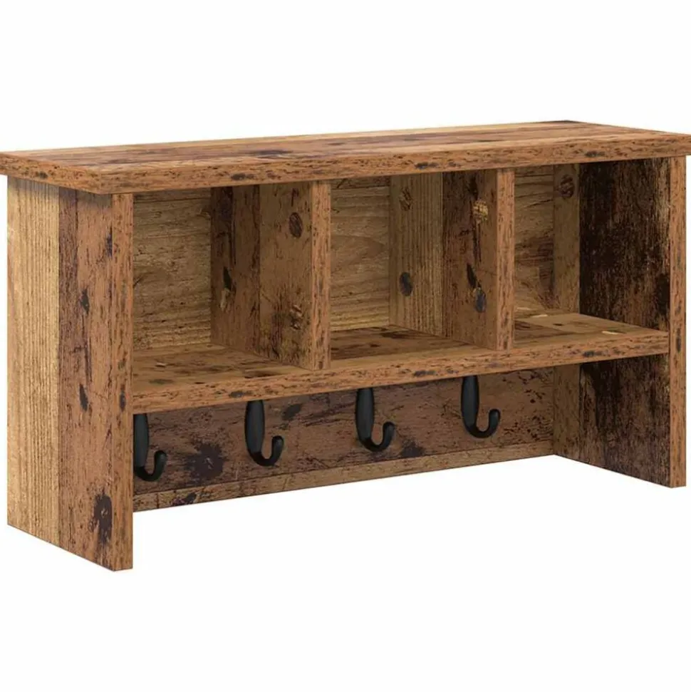 vidaXL Wandgemonteerde kapstok Oudhout 50 x 16 x 26 cm Bewerkt hout