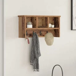 vidaXL Wandgemonteerde kapstok Oudhout 50 x 16 x 26 cm Bewerkt hout