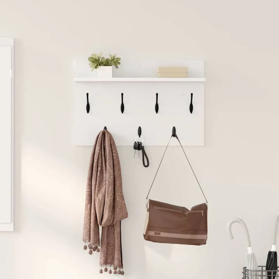vidaXL Wandgemonteerde kapstok Wit 60 x 40 x 12 cm Bewerkt hout