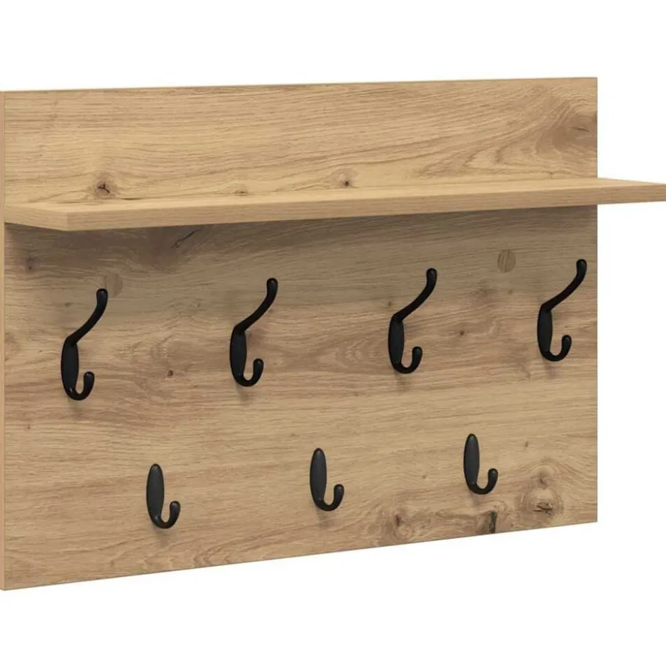 vidaXL Wandgemonteerde kapstok met plank Artisan Eiken 60 x 40 x 12 cm
