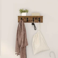 vidaXL Wandgemonteerde kapstok met opslag Oudhout 40 x 10,5 x 10,5 cm