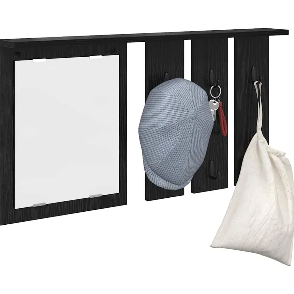 vidaXL Wandgemonteerde kapstok met plank Zwart eiken 85 x 10 x 45 cm