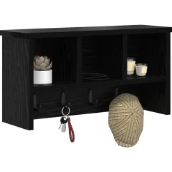 vidaXL Wandgemonteerde kapstok met plank Zwart Eiken 50 x 16 x 26 cm