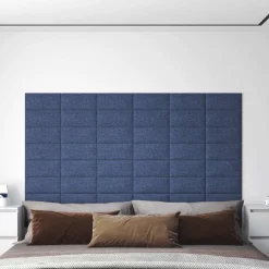 vidaXL Wandhoofdbord 12 pcs Blauw 30 x 15 cm Stof