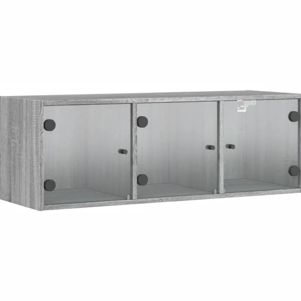 vidaXL Wandkast met glazen deuren 102x37x35 cm grijs sonoma eiken