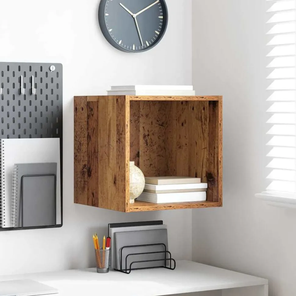 vidaXL Wandkast met plank Oudhout 37 x 37 x 37 cm Bewerkt hout