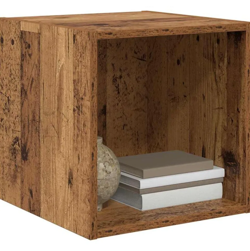 vidaXL Wandkast met plank Oudhout 37 x 37 x 37 cm Bewerkt hout