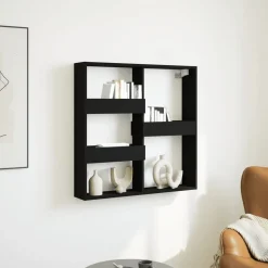 vidaXL Wandkast 80x15x80 cm bewerkt hout zwart