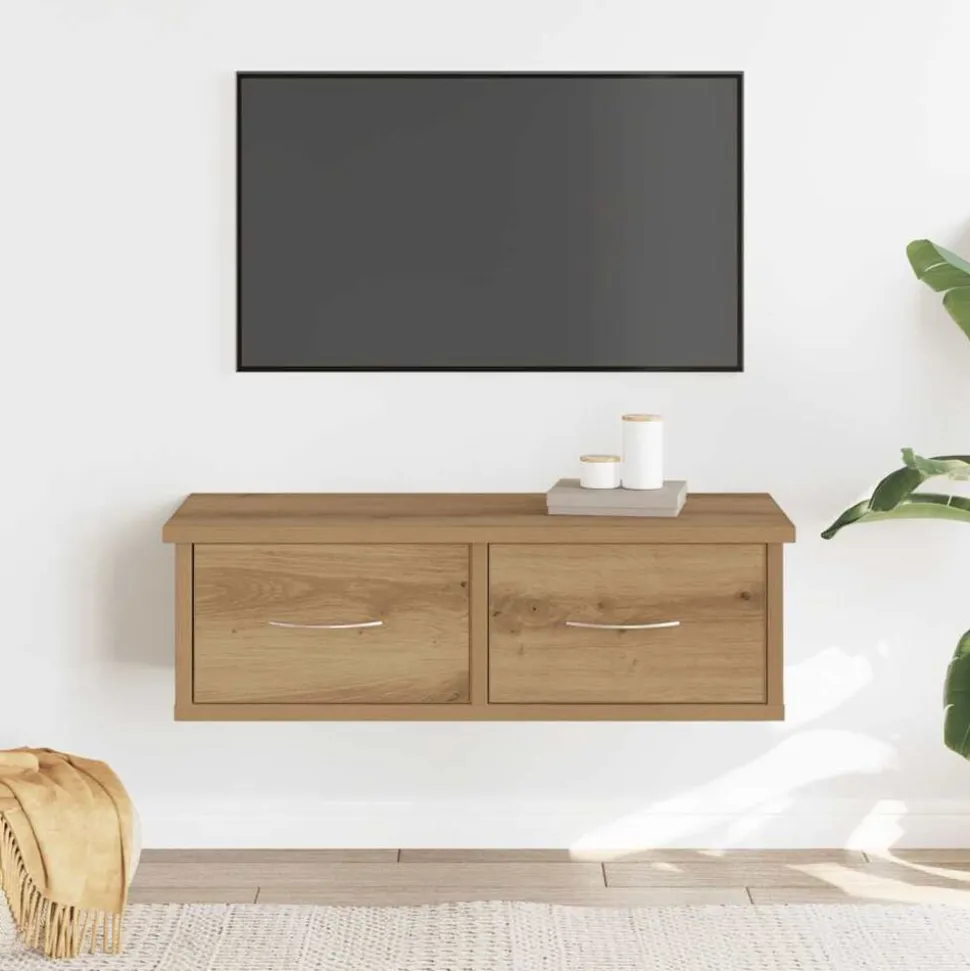 vidaXL Wandkast 60x26x18,5 cm bewerkt hout artisanaal eikenkleur