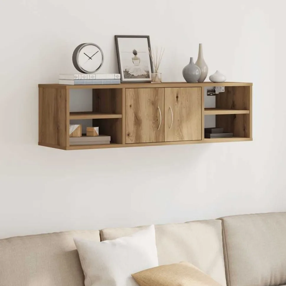 vidaXL Wandkast 101x30x29 cm bewerkt hout artisanaal eikenkleurig