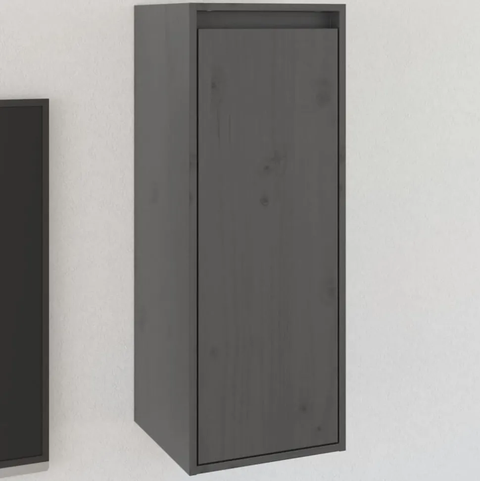 vidaXL Wandkast 30x30x80 cm massief grenenhout grijs