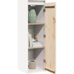 vidaXL Wandkast 30x30x100 cm massief grenenhout wit