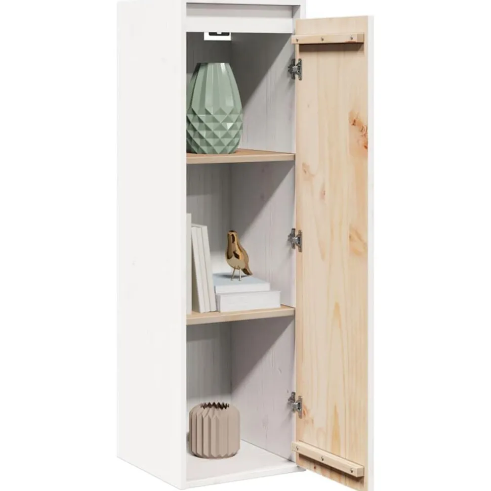 vidaXL Wandkast 30x30x100 cm massief grenenhout wit