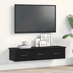 vidaXL Wandkast 88x26x18,5 cm spaanplaat zwart eikenkleurig