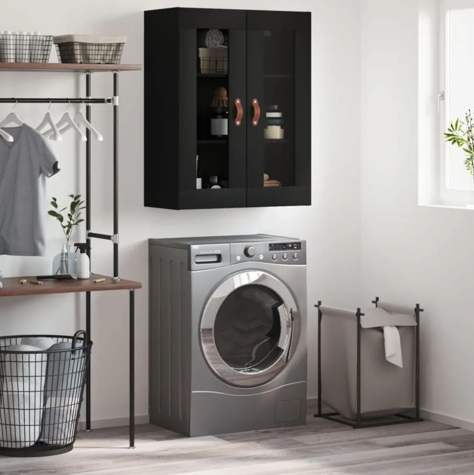 vidaXL Wandkast 69,5x34x90 cm zwart