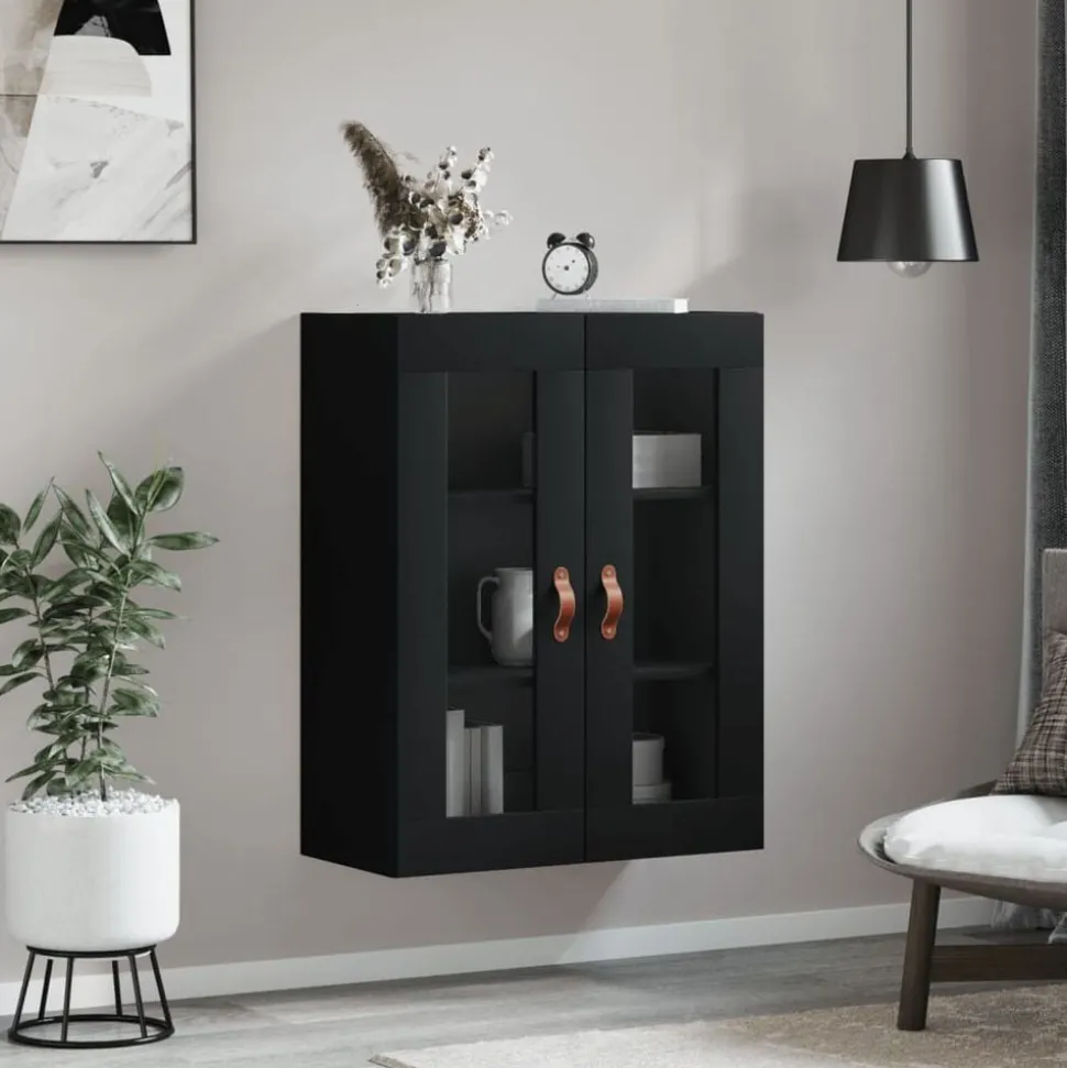 vidaXL Wandkast 69,5x34x90 cm zwart