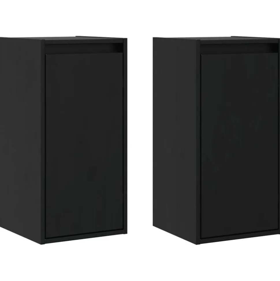 vidaXL Wandkasten 2 st 30x30x60 cm massief grenenhout zwart