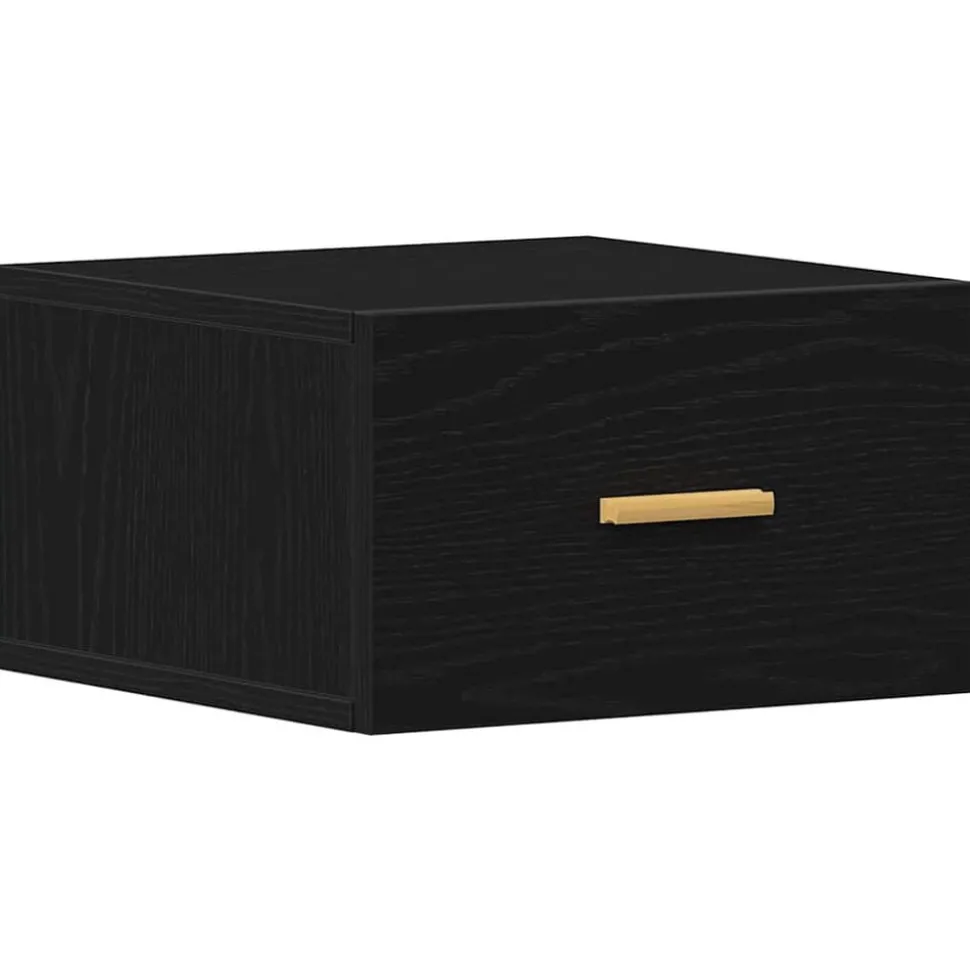 vidaXL Wandkastje met lade Zwart Eiken 35 x 35 x 20 cm Bewerkt hout