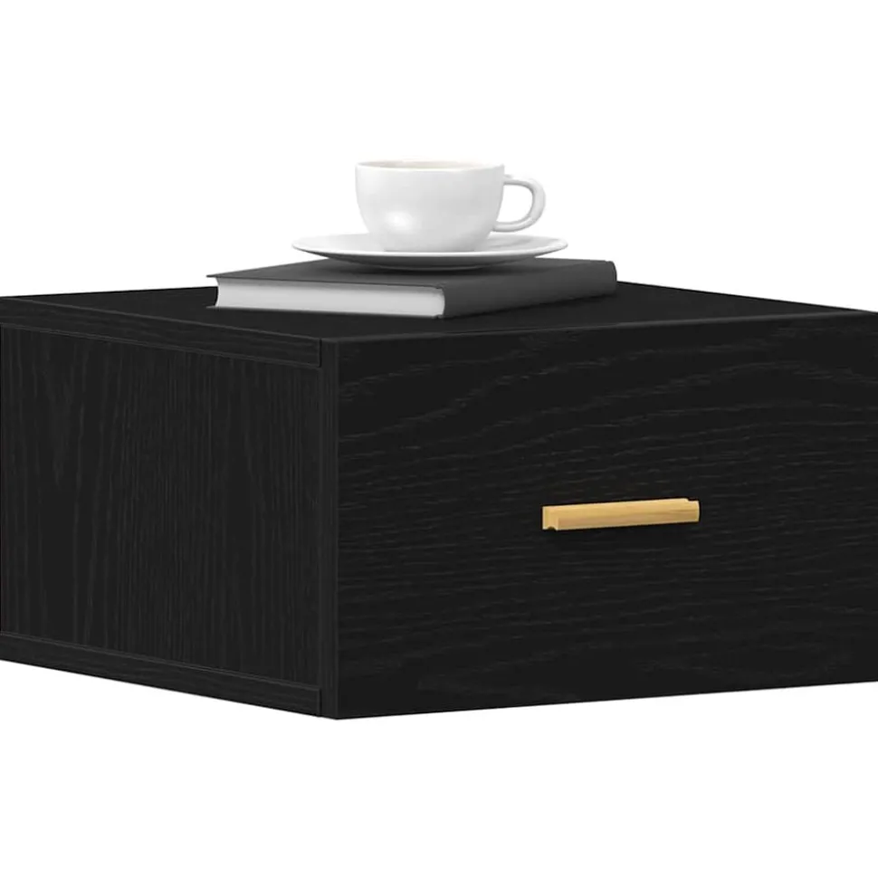 vidaXL Wandkastje met lade Zwart Eiken 35 x 35 x 20 cm Bewerkt hout