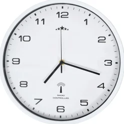 vidaXL Wandklok met quartz uurwerk radiogestuurd 31 cm wit