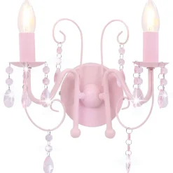 vidaXL Wandlamp met kralen 2 x E14 roze