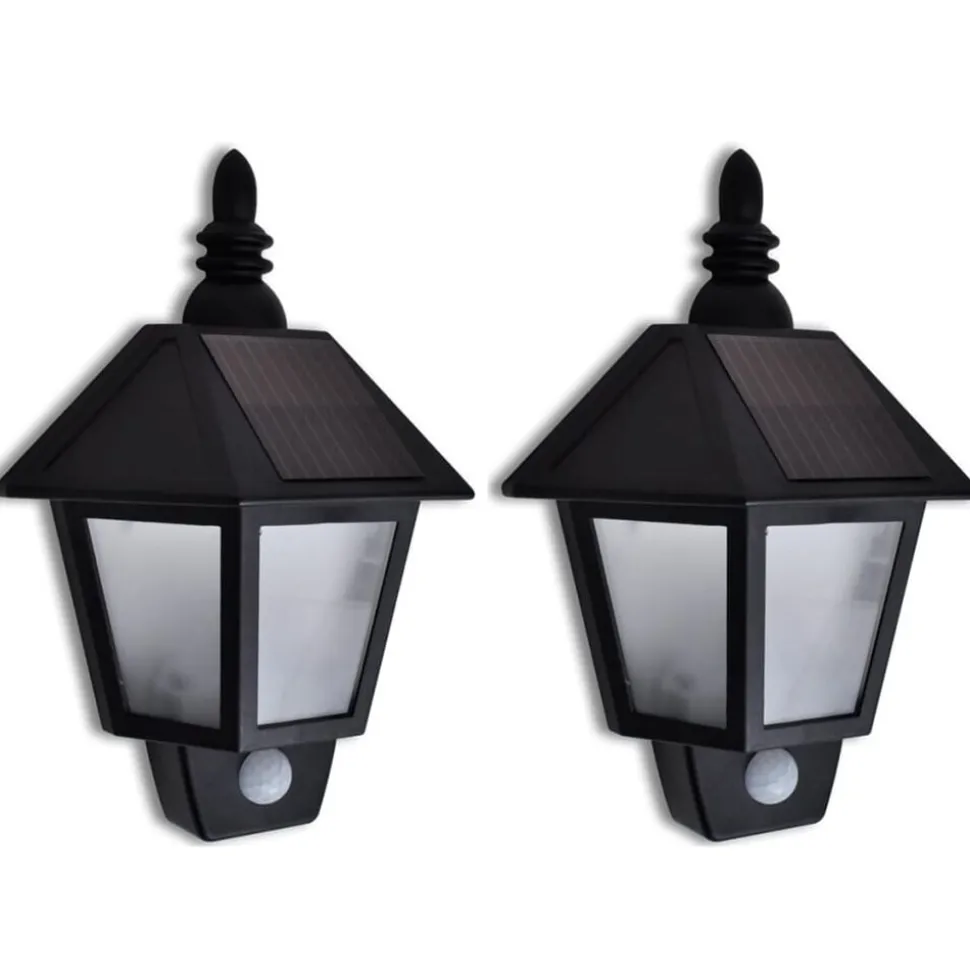 vidaXL Wandlamp solar met bewegingsensor 2 st