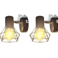 vidaXL Wandlampen 2 st met LED industriële stijl zwart
